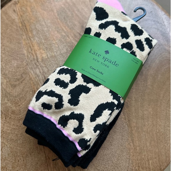 Kate Spade leopard crew socks 3 pack one size floral Valentine’s Day - Picture 1 of 7